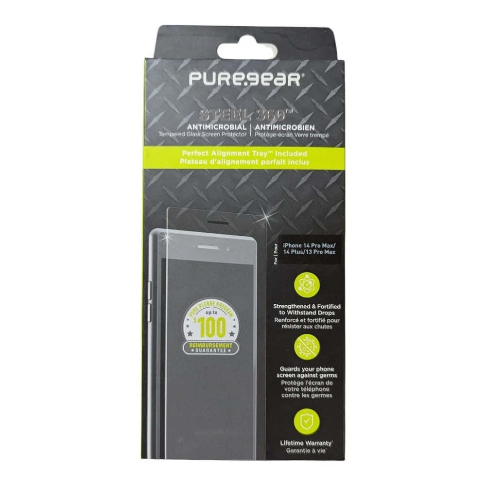 F3. PureGear Tempered Glass Protector Apple iPhone 14 Pro Max/14 Plus/13 Pro Max